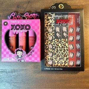 Betty Boop X Célavi Limited Edition XOXO Lip Gloss Trio & 6 pc Nail File Set -